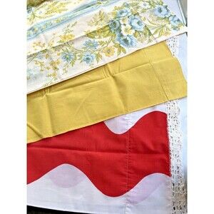 Set 3 Vintage Pillowcases‎ Marimekko Fieldcrest Muslin crochet floral colorful